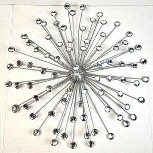 Mid-Century Modern Look Starburst Crystal Wall Sculpture 20" Bling Girly Girl